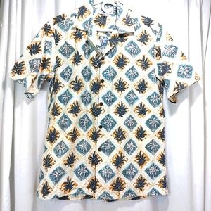 Pacific Legend Apparel Mens Medium Classic Hawaiian Shirt Argyll‎ Palm Trees